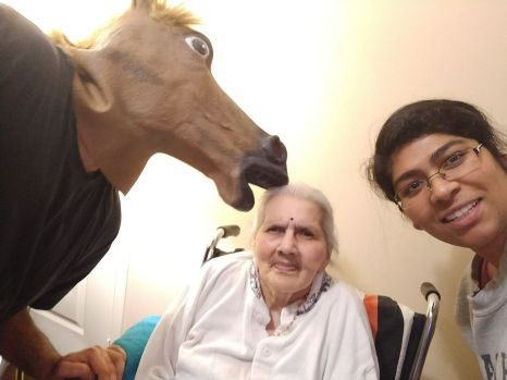 With my 88 year old Grannie and Bro (horsing around) :P